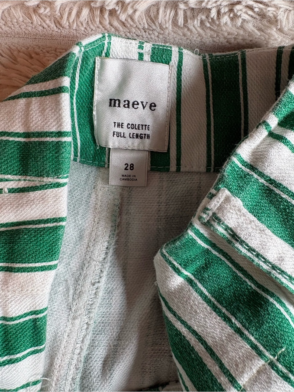 Maeve Green and White Striped Wide-Leg Pants - Picture 2 of 3